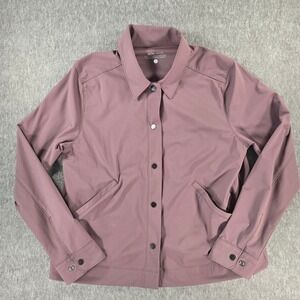 QOR Softshell Jacket Womens L Mauve Purple Odor Control Snap Front Utility